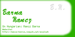 barna mancz business card